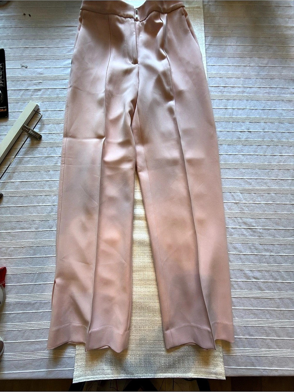 Reiss Marina Wide Leg Split Hem Trousers Pink Size 2